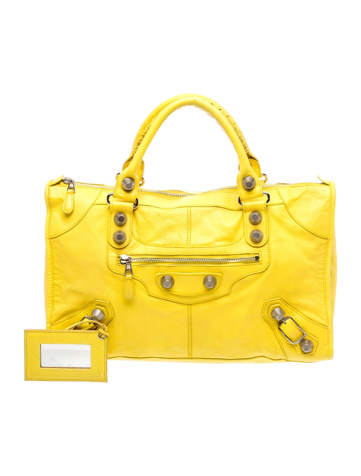 Balenciaga Leather Motocross City Giant - Yellow Handle Bags