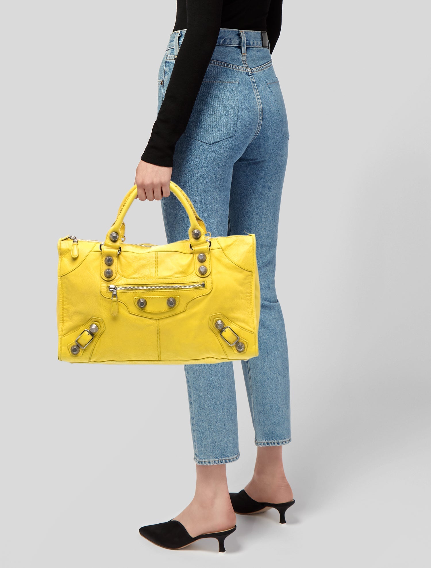 Balenciaga Leather Motocross City Giant - Yellow Handle Bags
