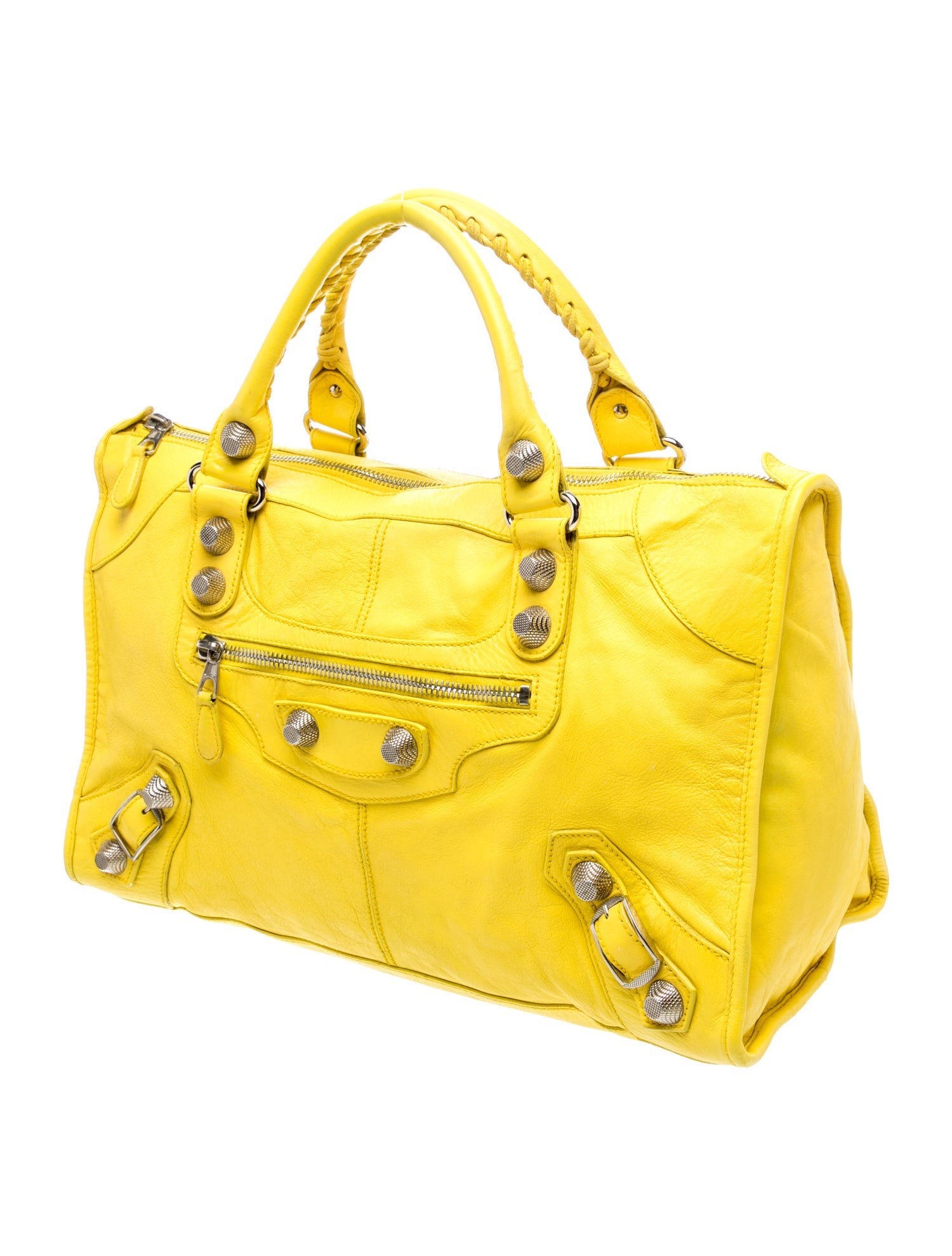 Balenciaga Leather Motocross City Giant - Yellow Handle Bags