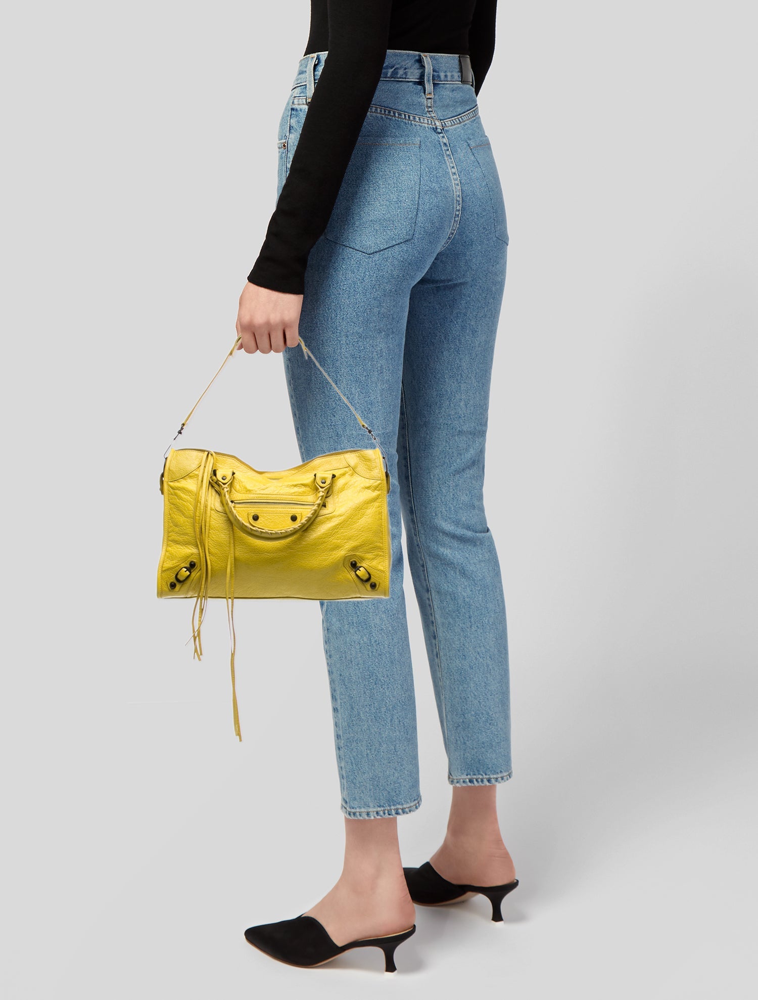 Balenciaga Leather Motocross City Giant - Yellow Handle Bags