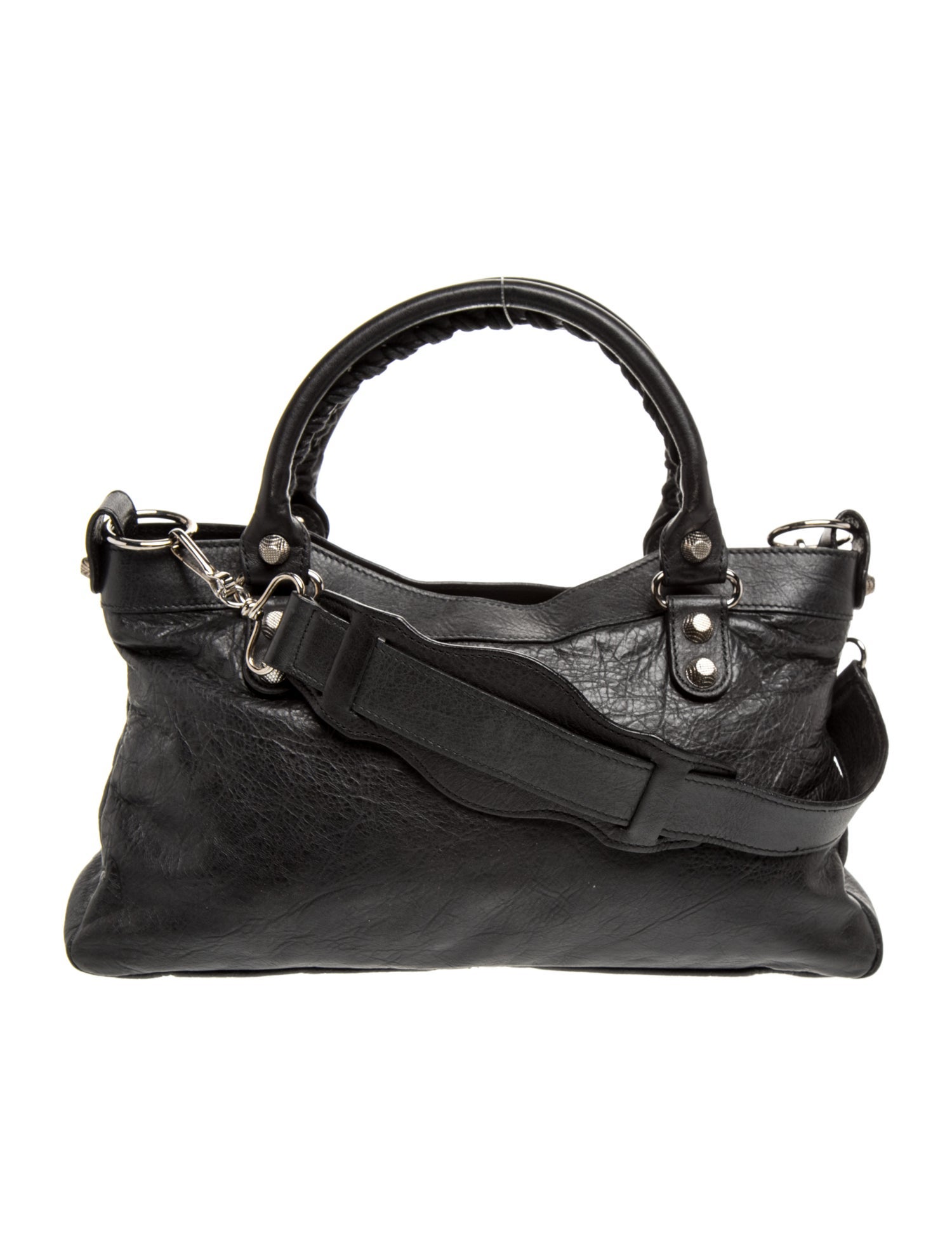 Balenciaga Leather Motocross Classic First - Black Handle Bags