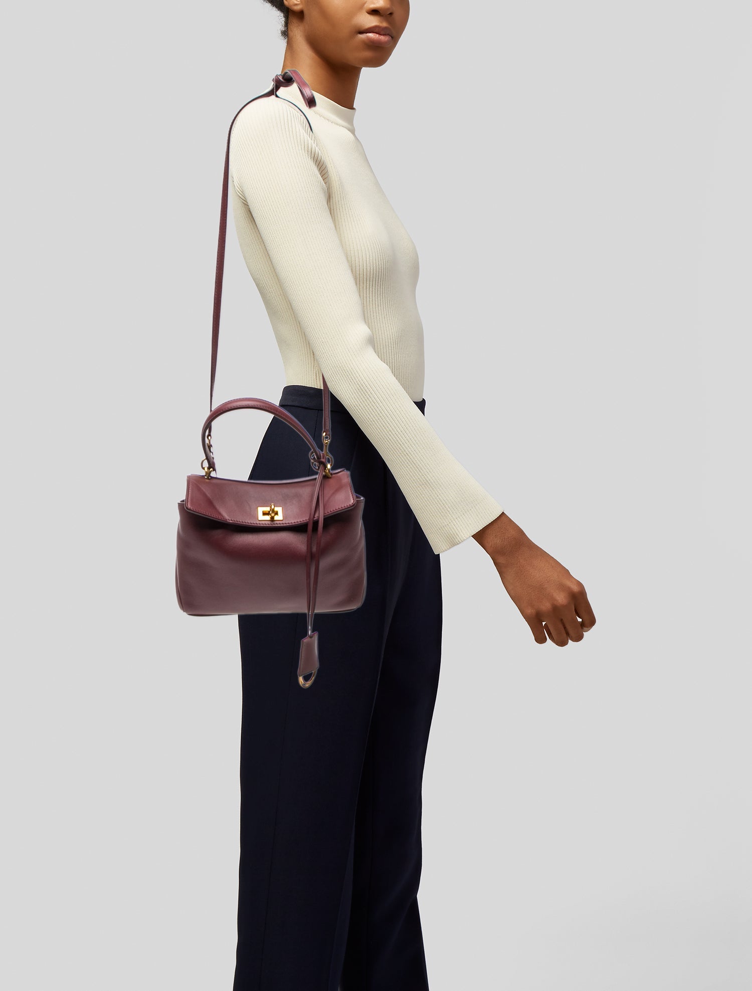 Lanvin Leather Top Handle Bag - Burgundy Handle Bags, Handbags