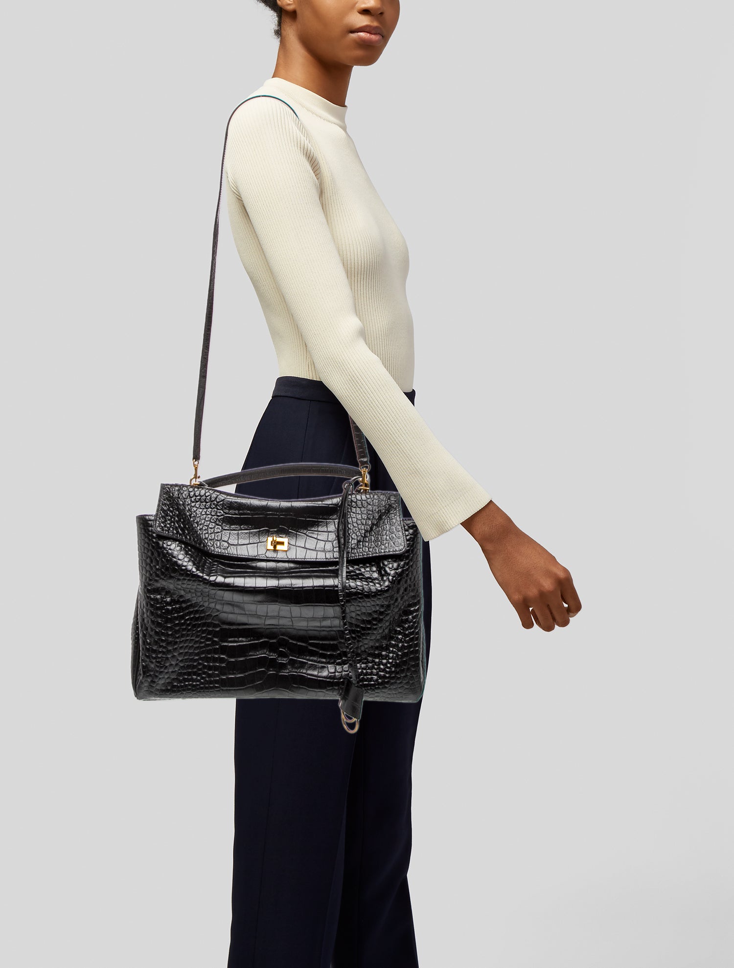 Balenciaga Embossed Leather Shoulder Bag