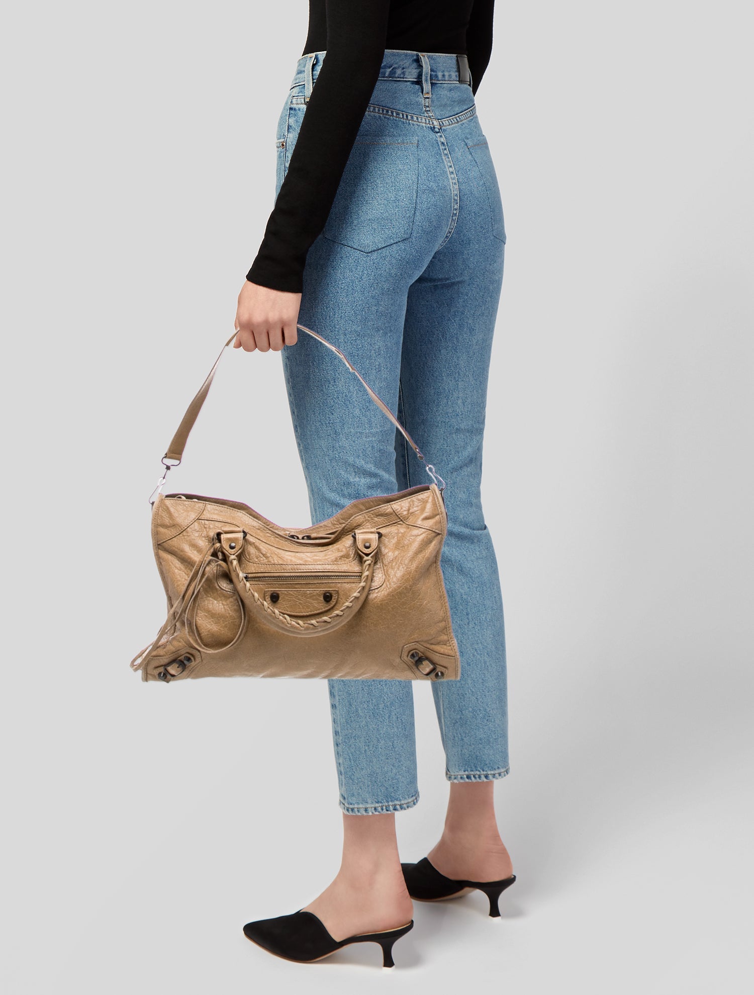 Balenciaga Leather Motocross Classic City - Neutrals Handle Bags