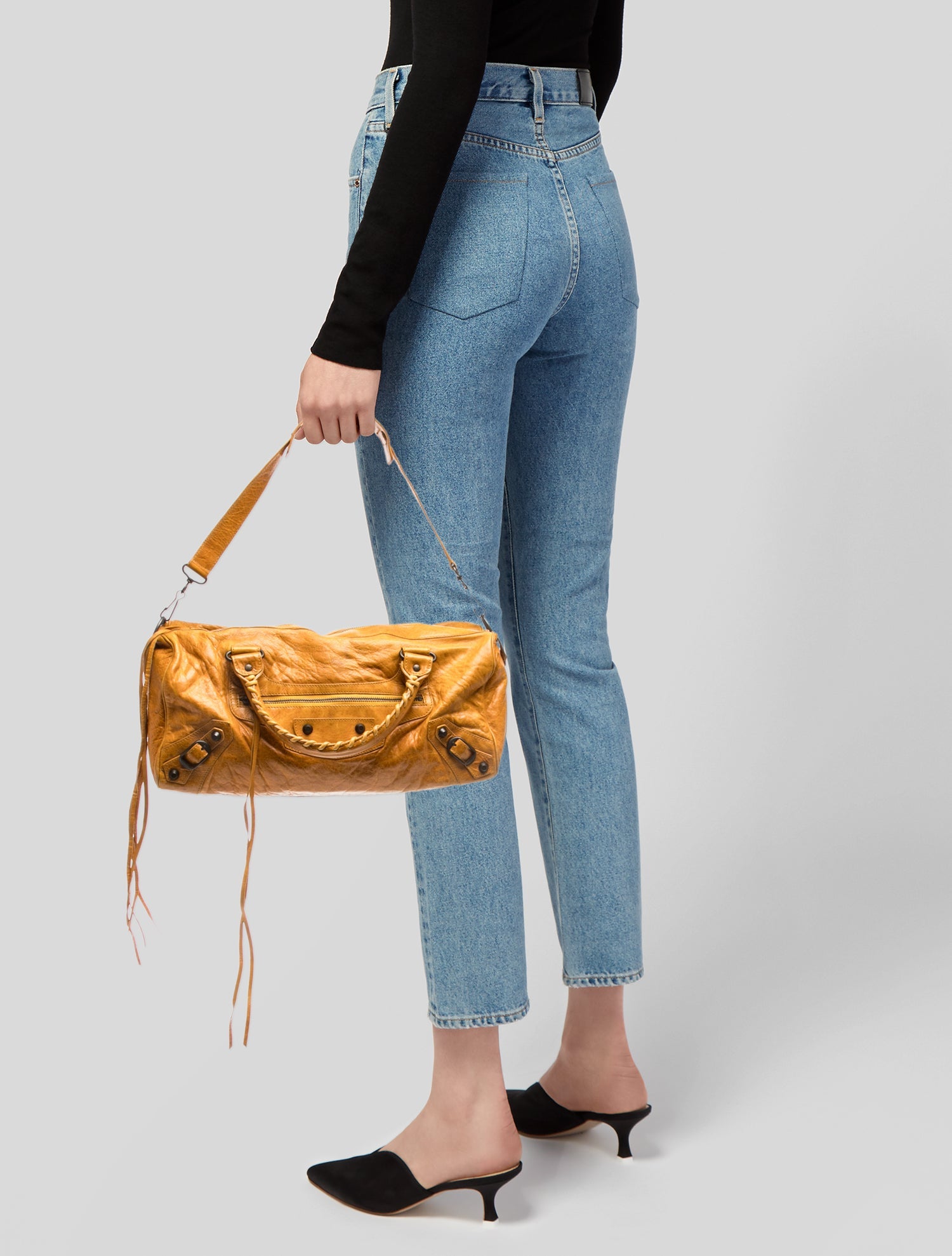 Balenciaga Leather Motocross Twiggy Vintage - Yellow Handle Bags