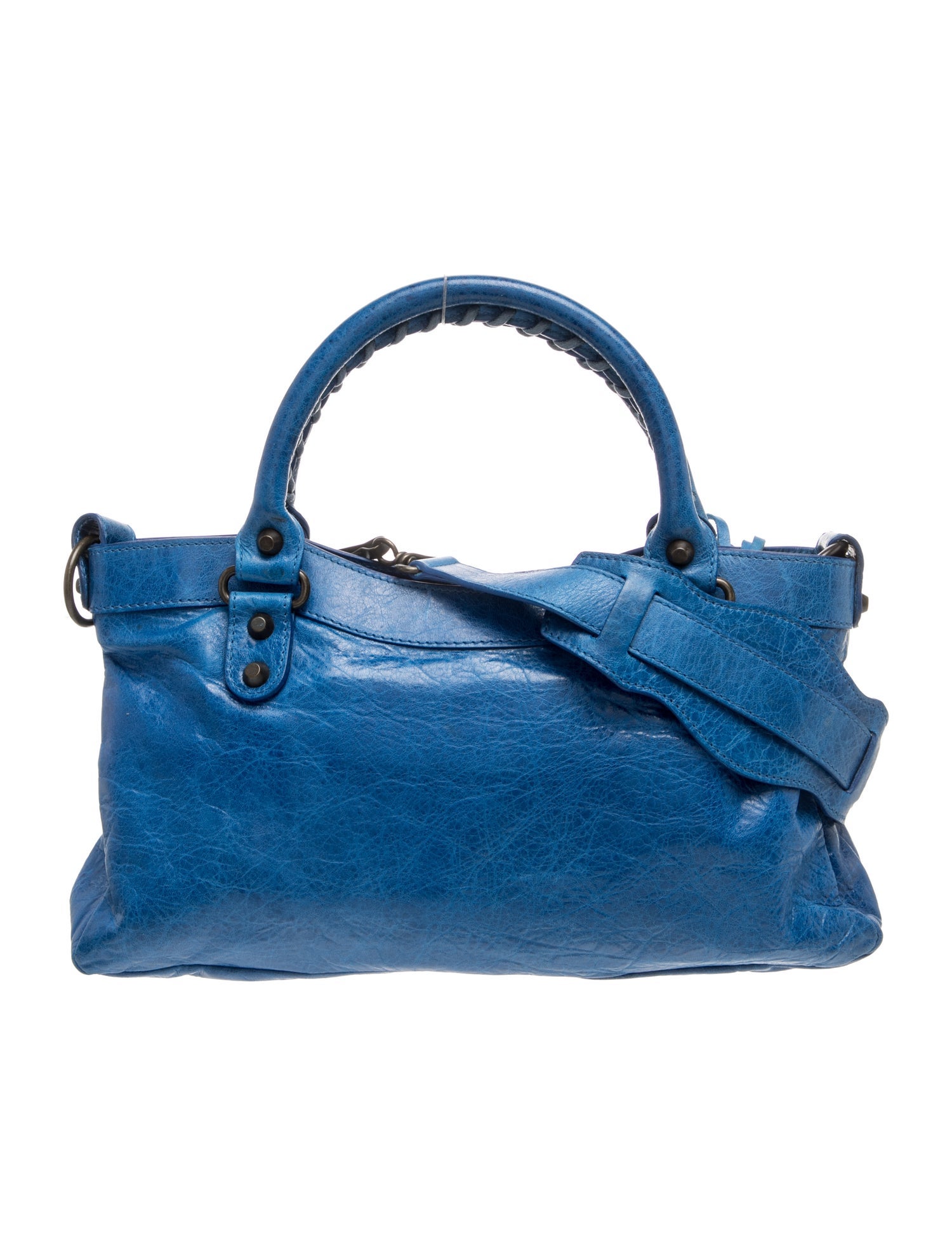 Balenciaga Leather Motocross Classic First - Blue Handle Bags