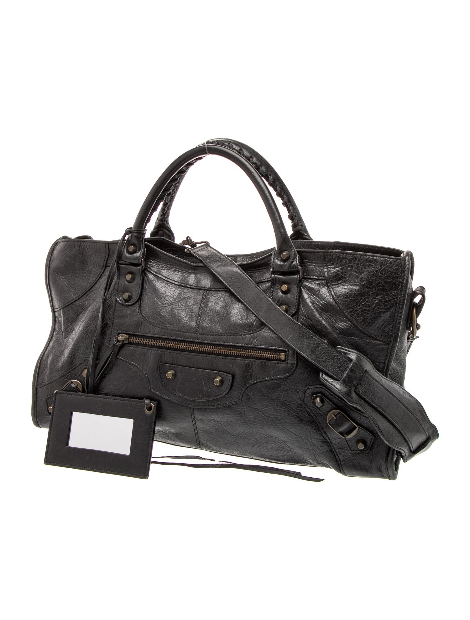 Balenciaga Leather Motocross Classic City - Black Handle Bags
