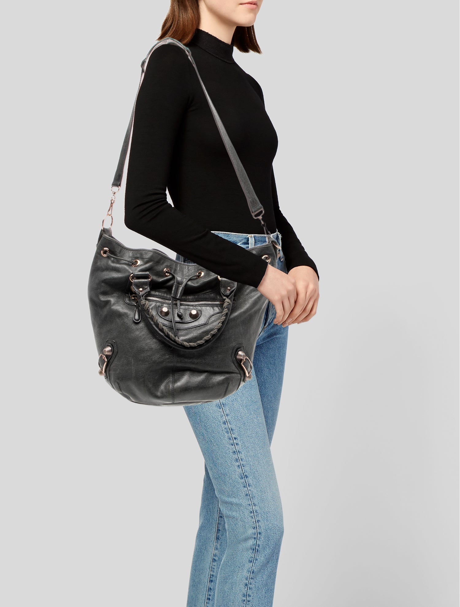 Balenciaga Leather Velo - Grey Handle Bags, Handbags - BAL371492