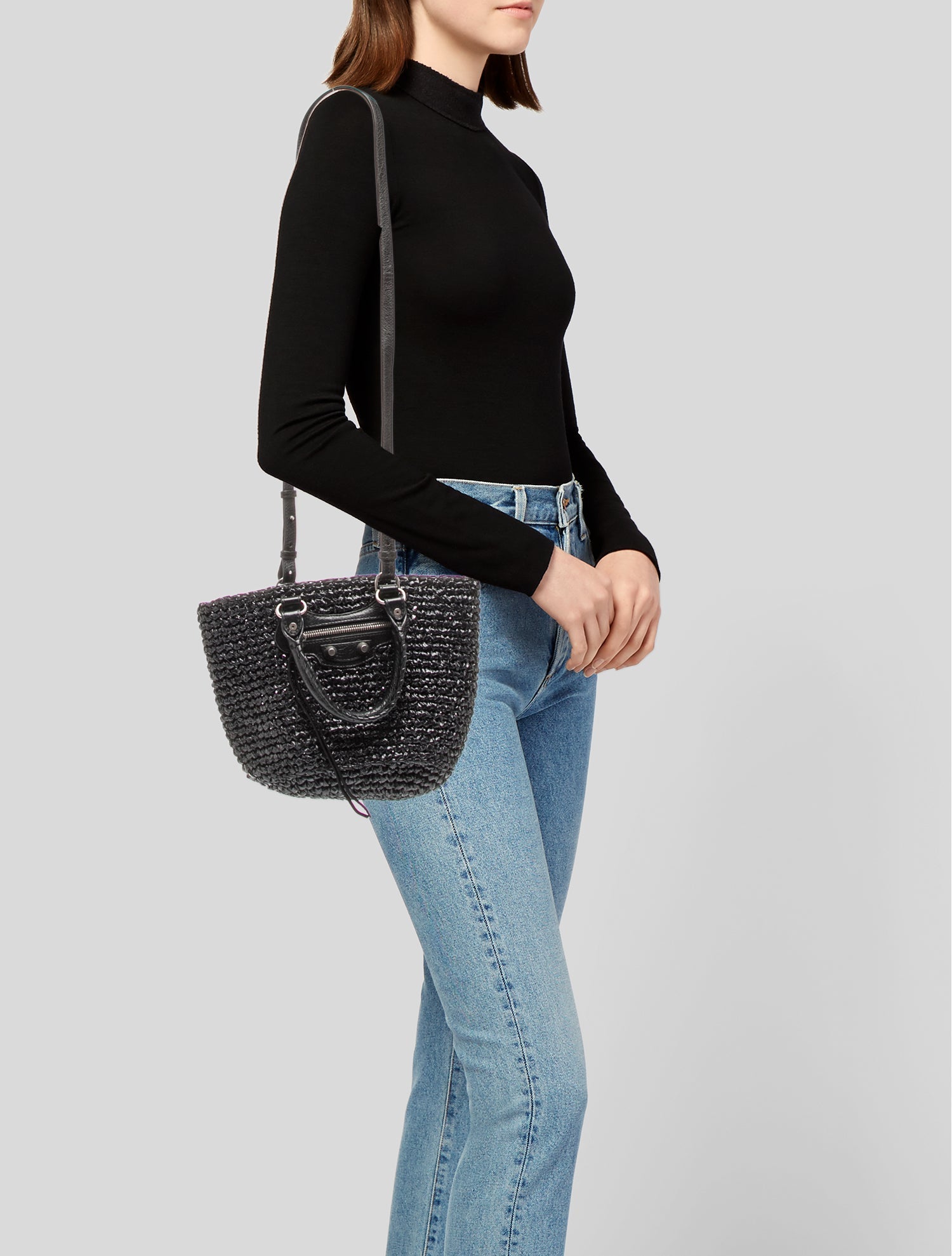 Balenciaga Raffia Le Cagole Panier Small