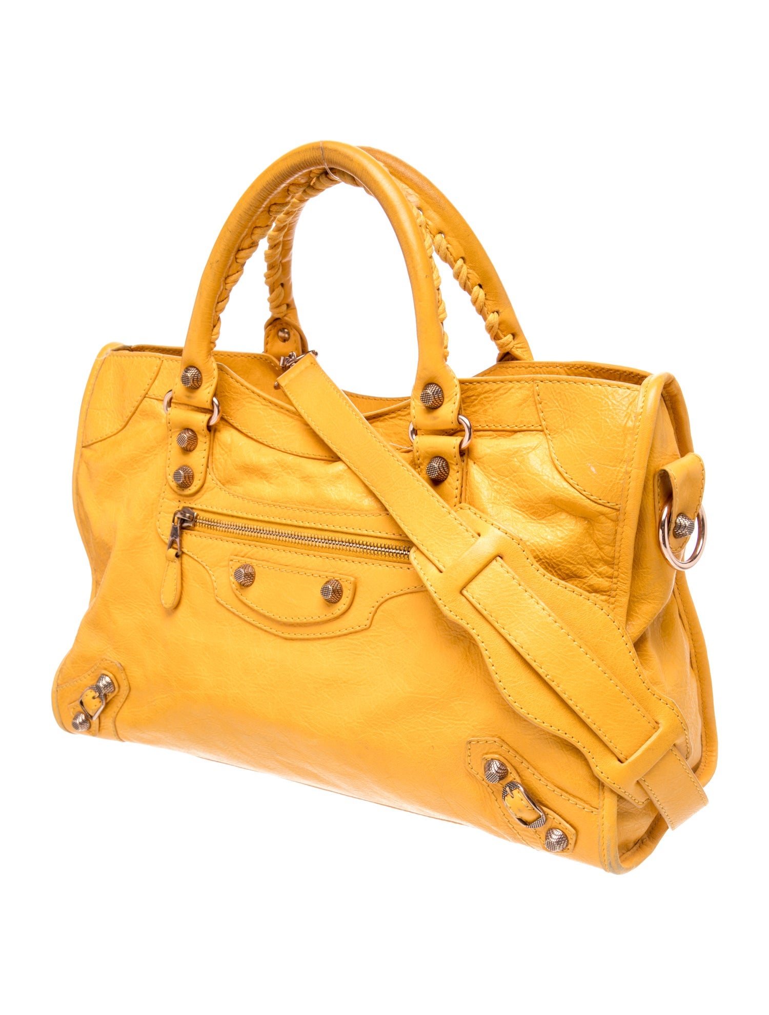 Balenciaga Leather Motocross City Giant - Yellow Handle Bags
