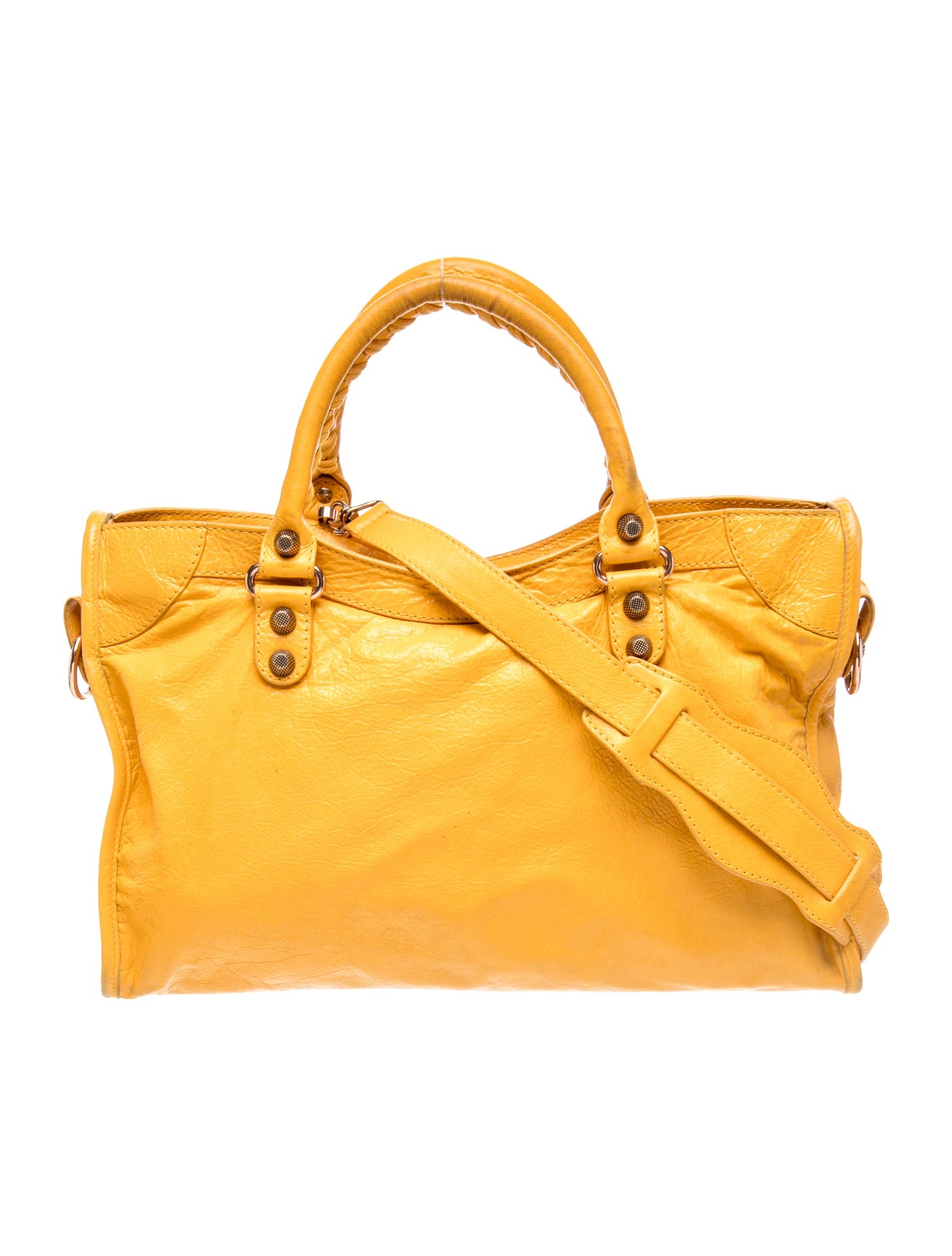 Balenciaga Leather Motocross City Giant - Yellow Handle Bags