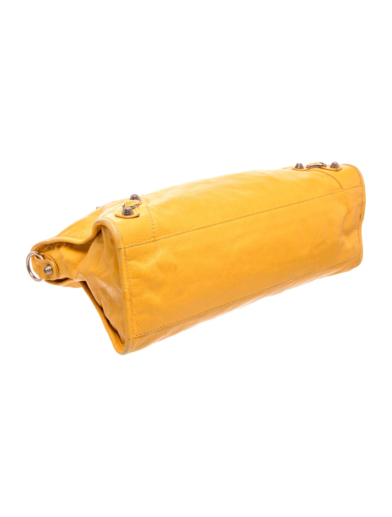 BALENCIAGA イエロー かごバッグ Balenciaga Leather Motocross City Giant - Yellow Handle Bags