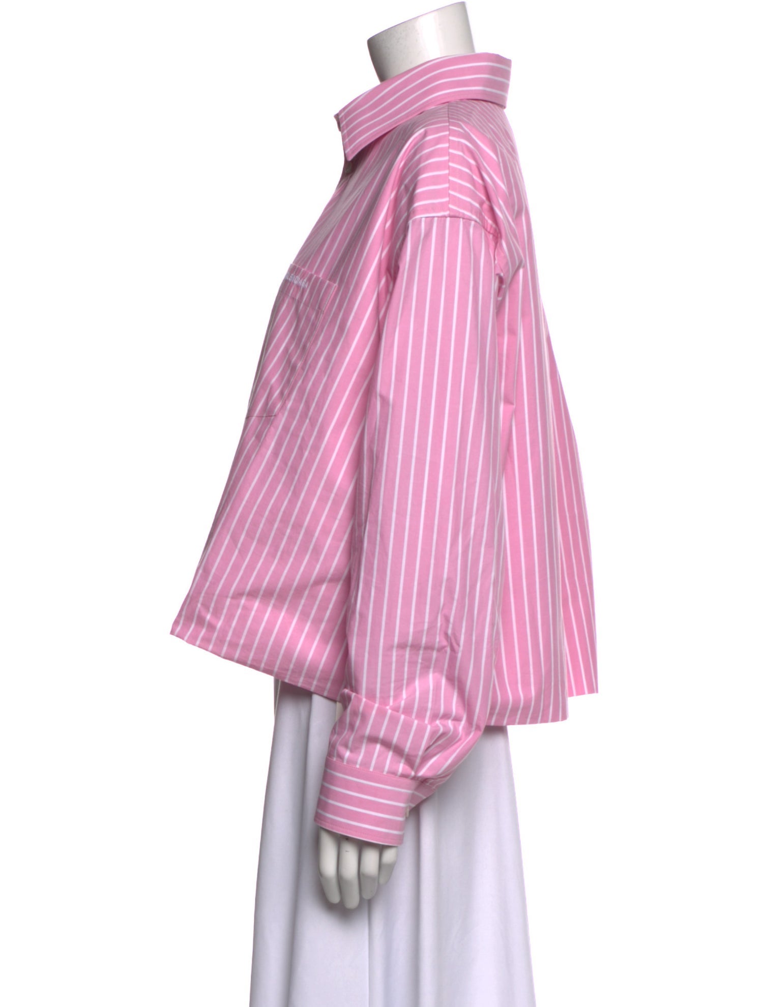 Balenciaga Striped Long Sleeve Button-Up Top
