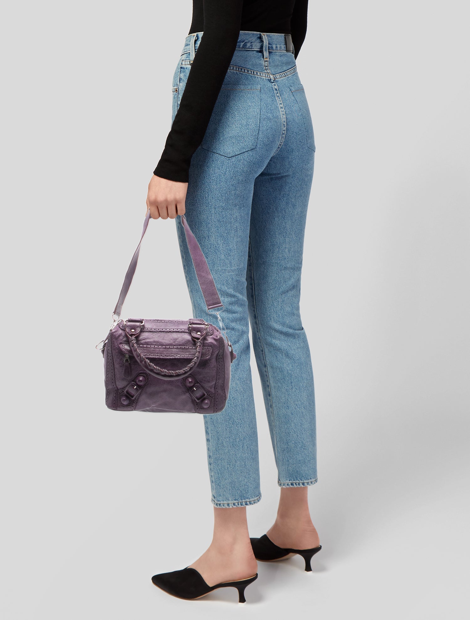 Balenciaga Leather Motocross City Giant Mini Vintage - Purple