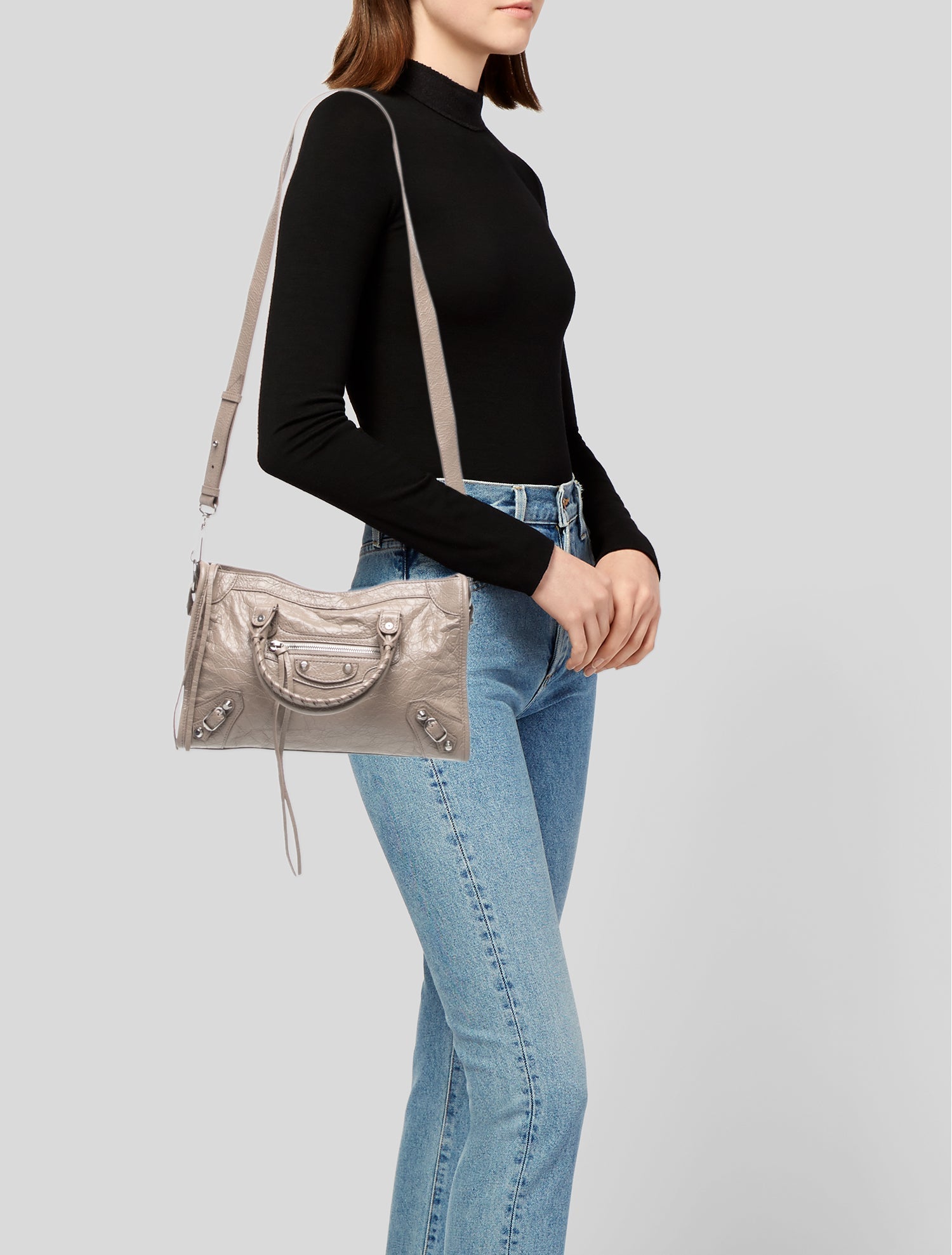 Balenciaga Motocross Classic Patchwork City Bag - Blue Handle Bags