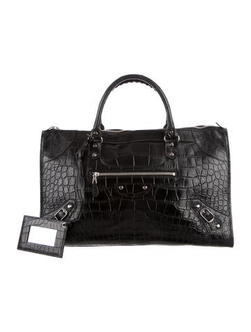 Balenciaga Crocodile Classic Motocross Work Bag