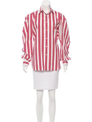 Balenciaga 2016 Striped Button-Up Top