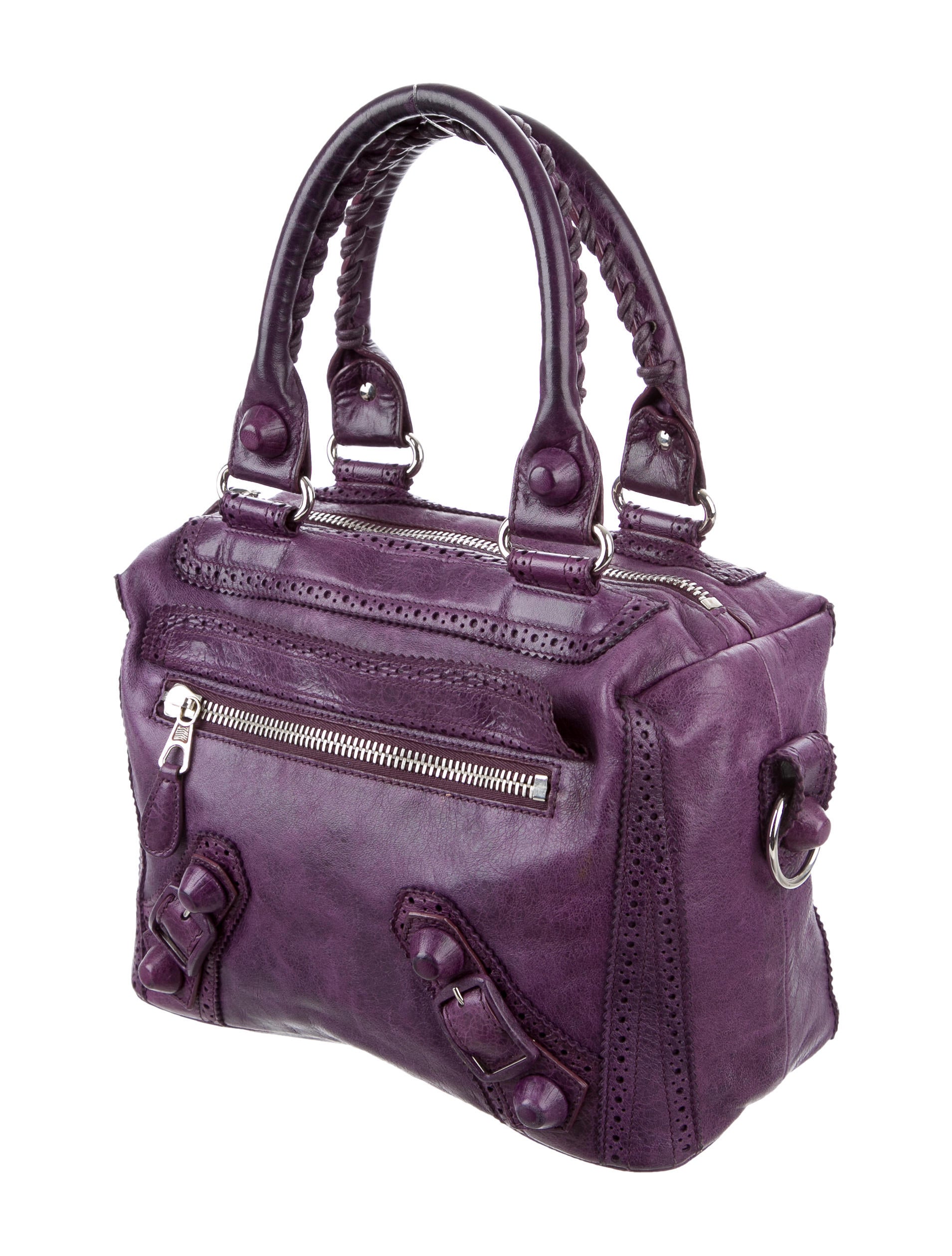 Balenciaga Motocross Giant Covered Metro Bag - Purple Satchels