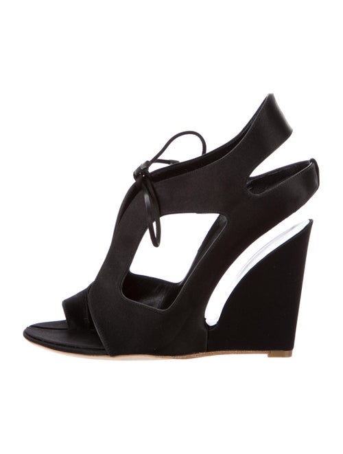 Balenciaga Cutout Satin Wedges Black