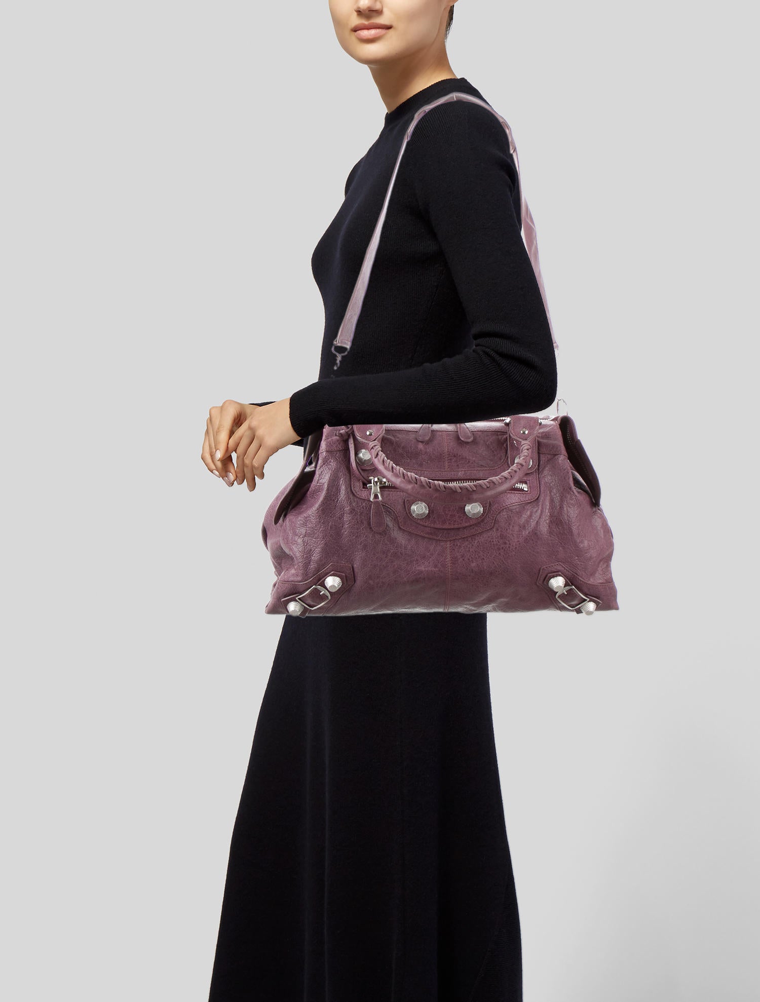 Balenciaga Motocross Giant 21 Trapeze Bag - Purple Satchels