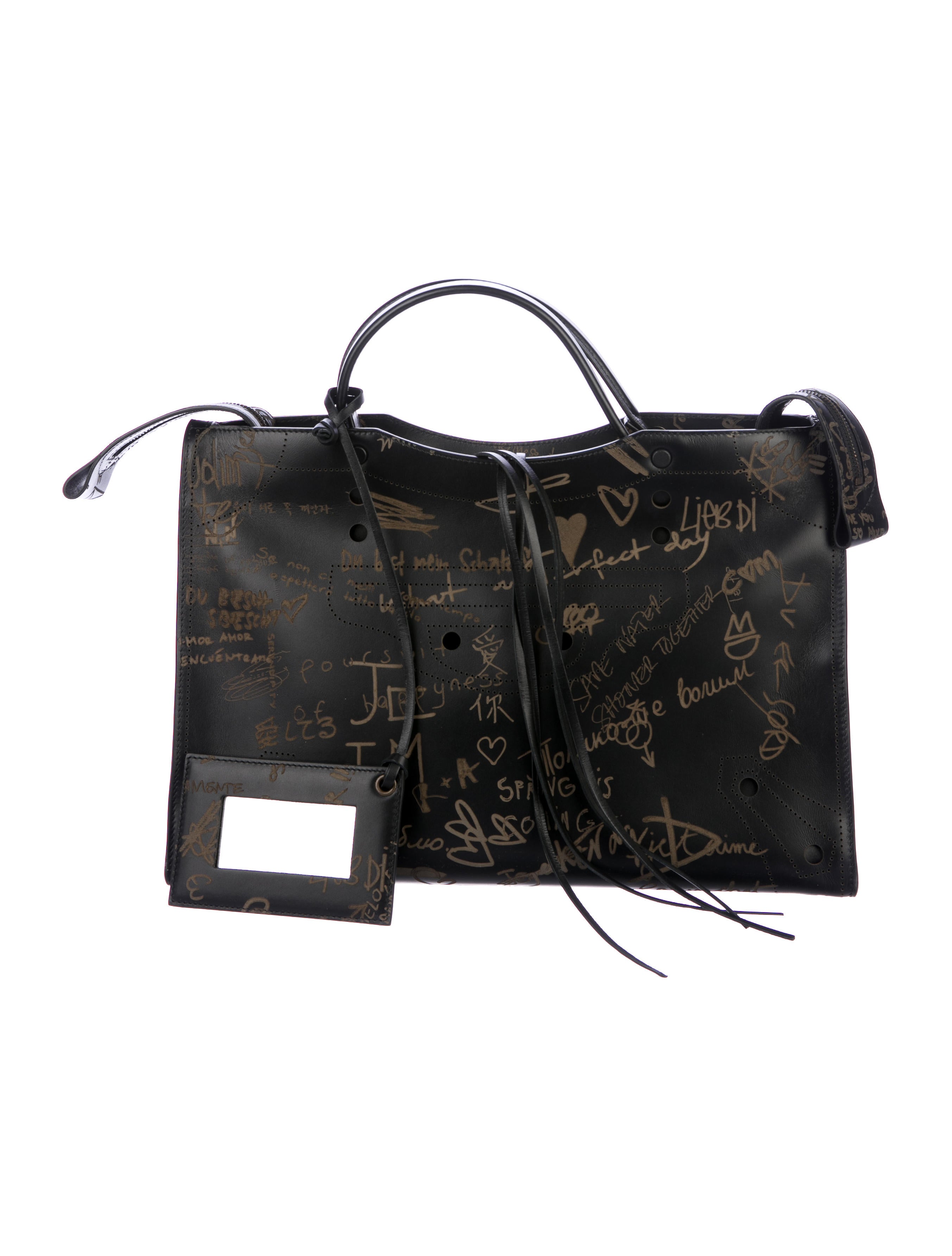 Balenciaga Graffiti Motocross Blackout City AJ - Black Satchels