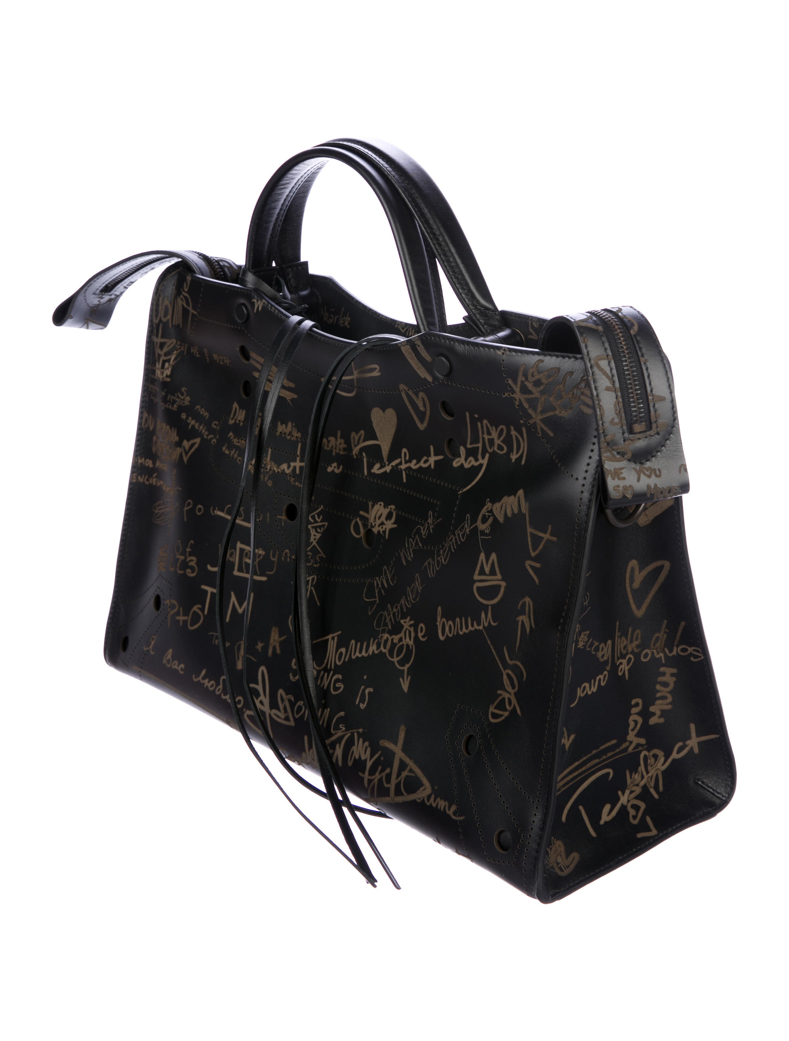 Balenciaga Graffiti Motocross Blackout City AJ - Black Satchels