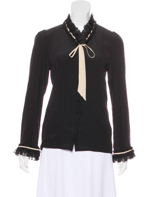 Balenciaga Silk Button-Up Blouse Black