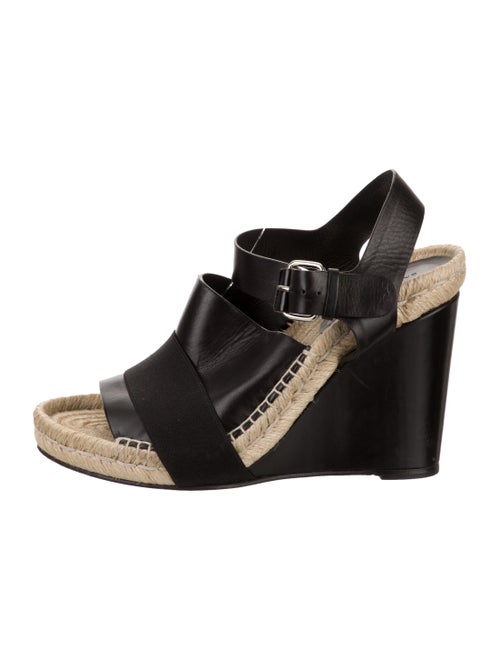Balenciaga Leather Wedge Sandals Black