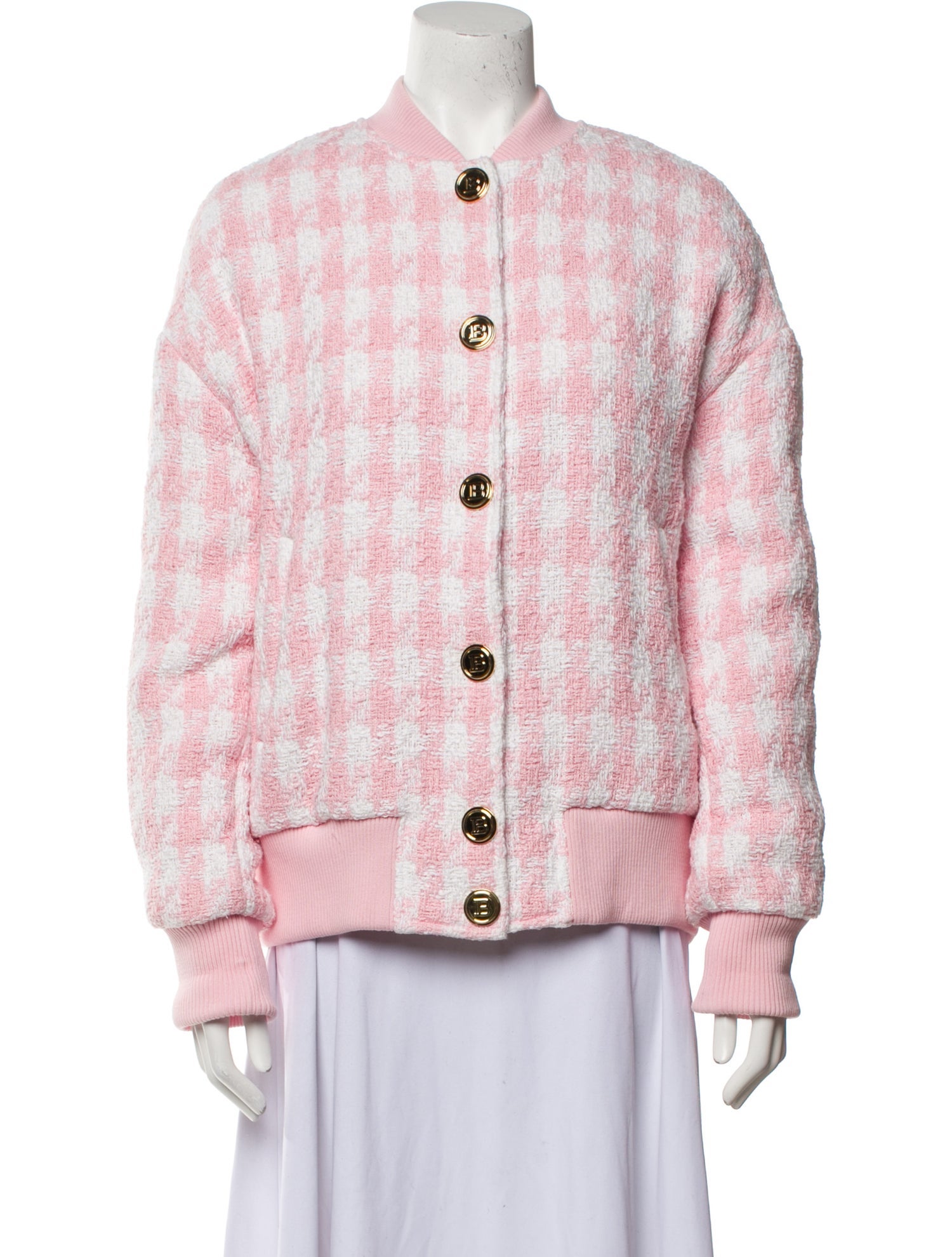 Balmain Plaid Print Bomber Jacket