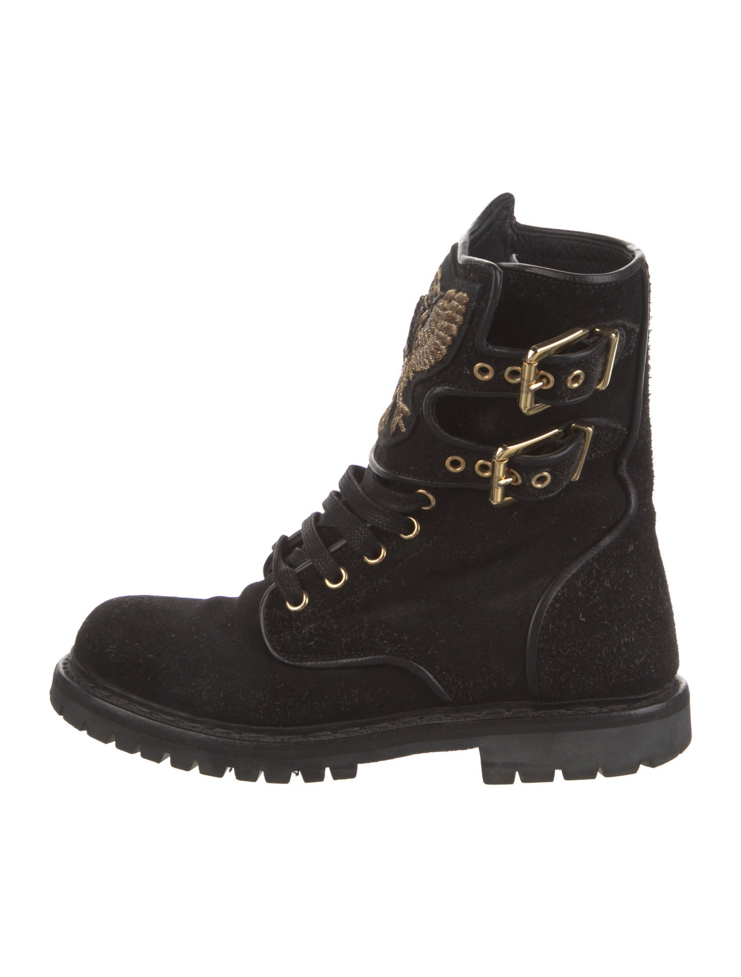 Balmain Suede Mesh Accents Combat Boots