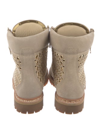 Balmain Suede Studded Accents Combat Boots