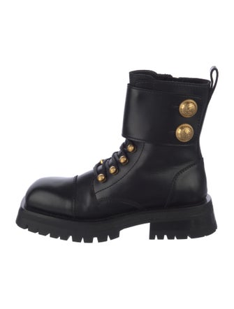 Balmain Leather Studded Accents Combat Boots