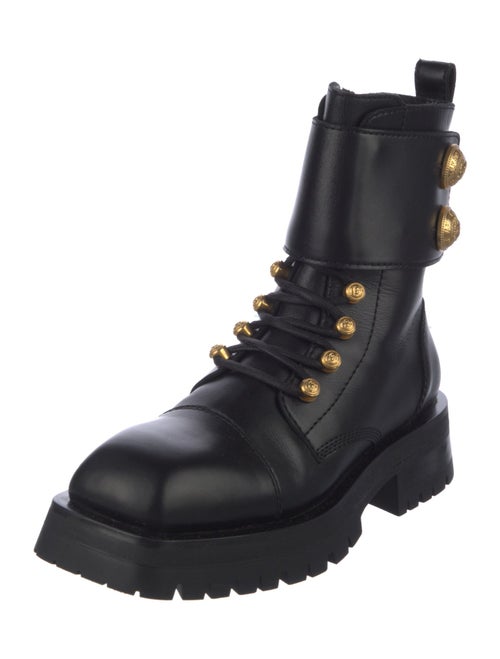 Balmain Leather Studded Accents Combat Boots