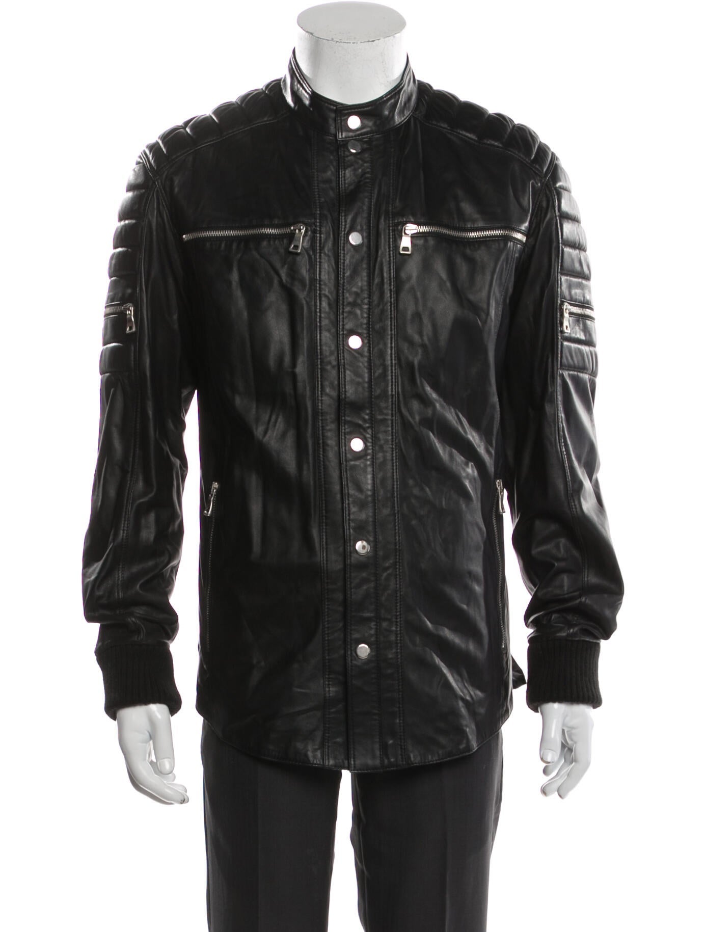 Balmain Lamb Leather Utility Jacket