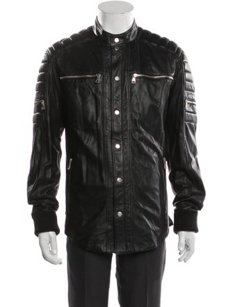 Balmain Lamb Leather Utility Jacket