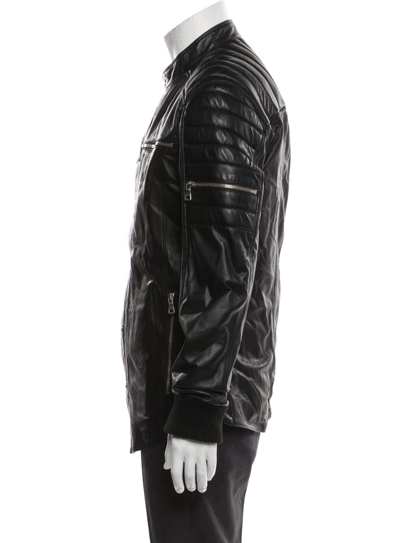 Balmain Lamb Leather Utility Jacket