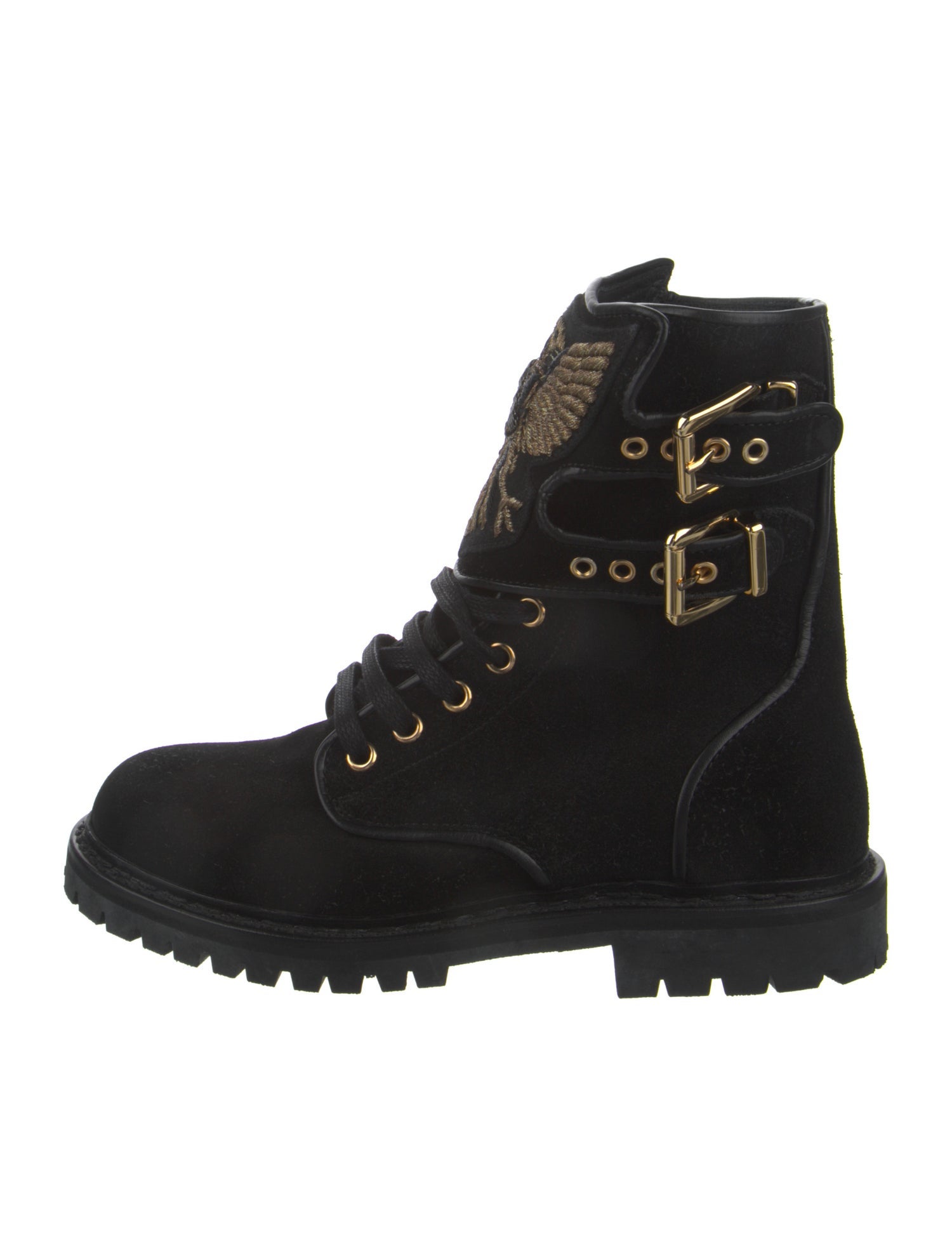 Balmain Suede Chain-Link Accents Combat Boots