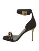 Balmain Suede Chain-Link Accents Sandals