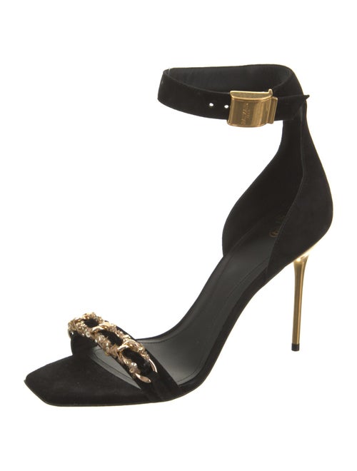 Balmain Suede Chain-Link Accents Sandals