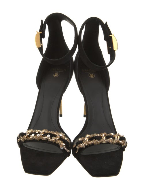 Balmain Suede Chain-Link Accents Sandals
