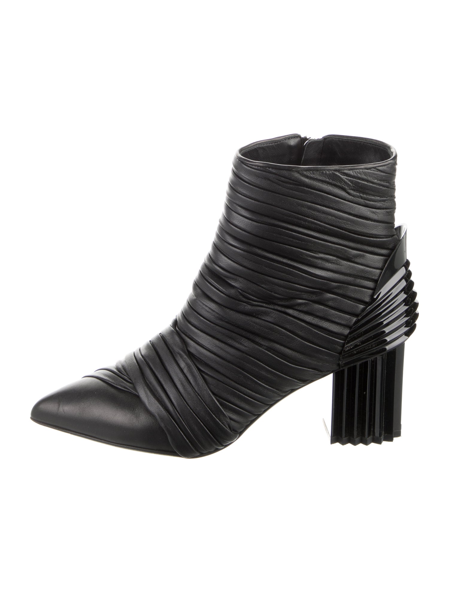 Balmain Leather Pleated Accents Boots