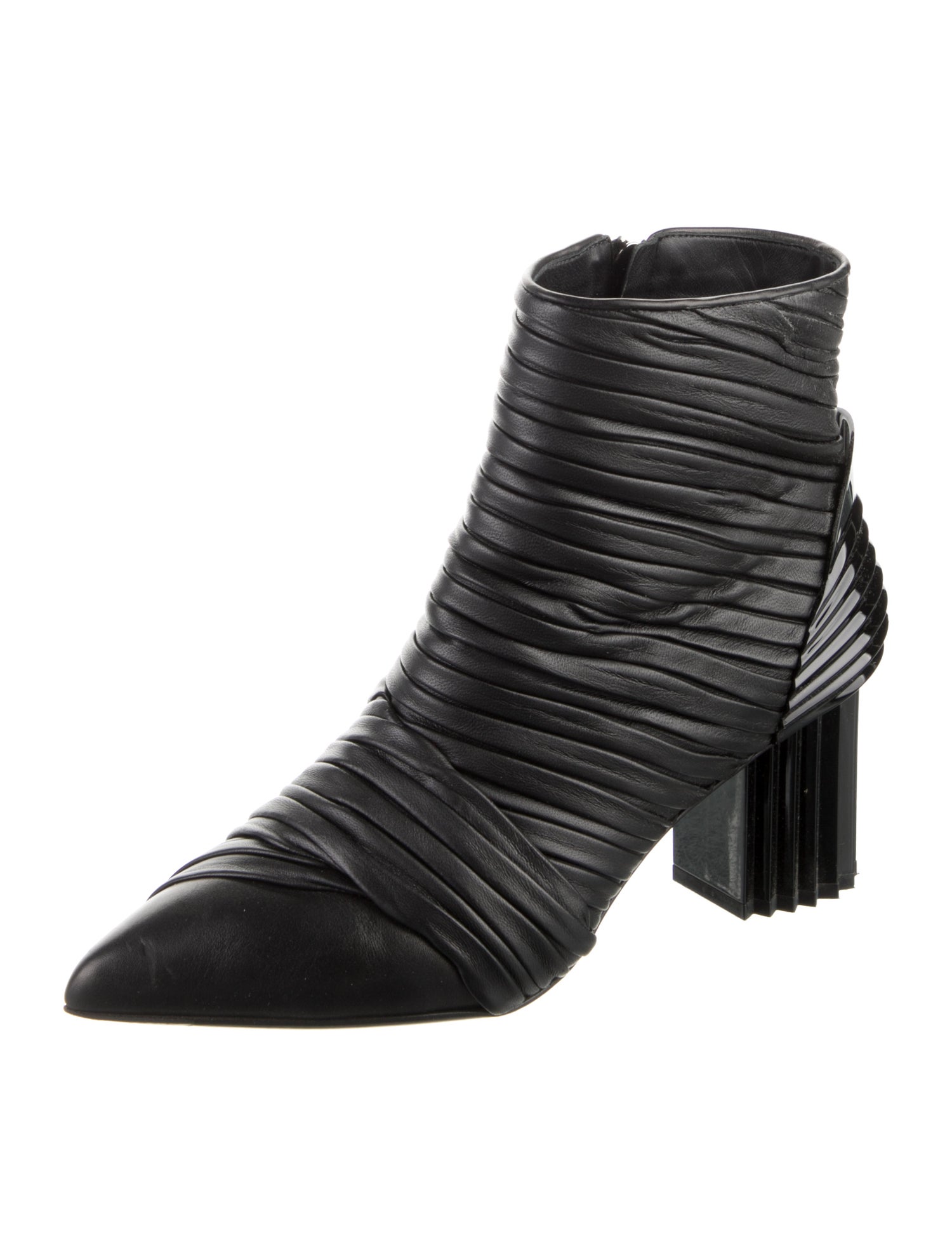 Balmain Leather Pleated Accents Boots