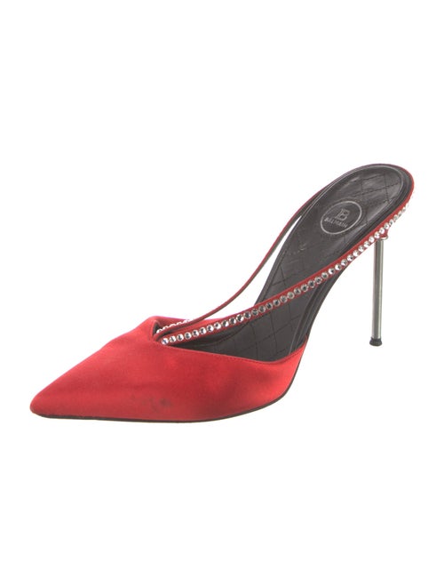 Balmain Satin Crystal Embellishments Mules