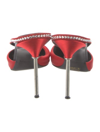 Balmain Satin Crystal Embellishments Mules
