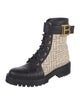 Balmain Monogram Pattern Canvas Combat Boots