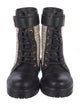 Balmain Monogram Pattern Canvas Combat Boots