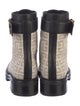 Balmain Monogram Pattern Canvas Combat Boots