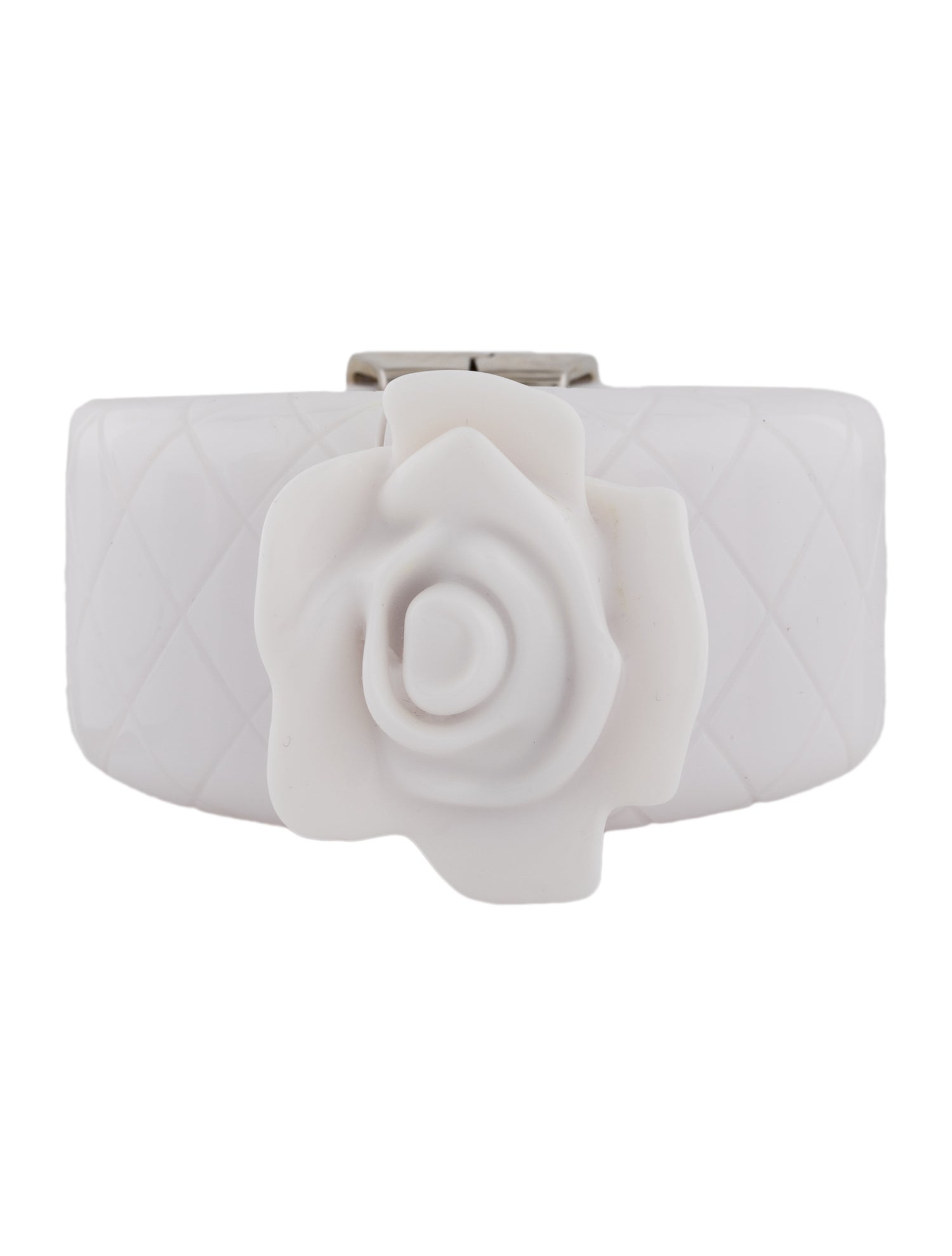 Balmain Resin Rose-Applique Engraved Hinged Bangle Bracelet