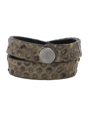 Balmain Python Leather Double Wrap Bracelet