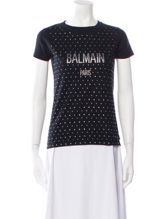 Balmain Embroidered Short Sleeve Top